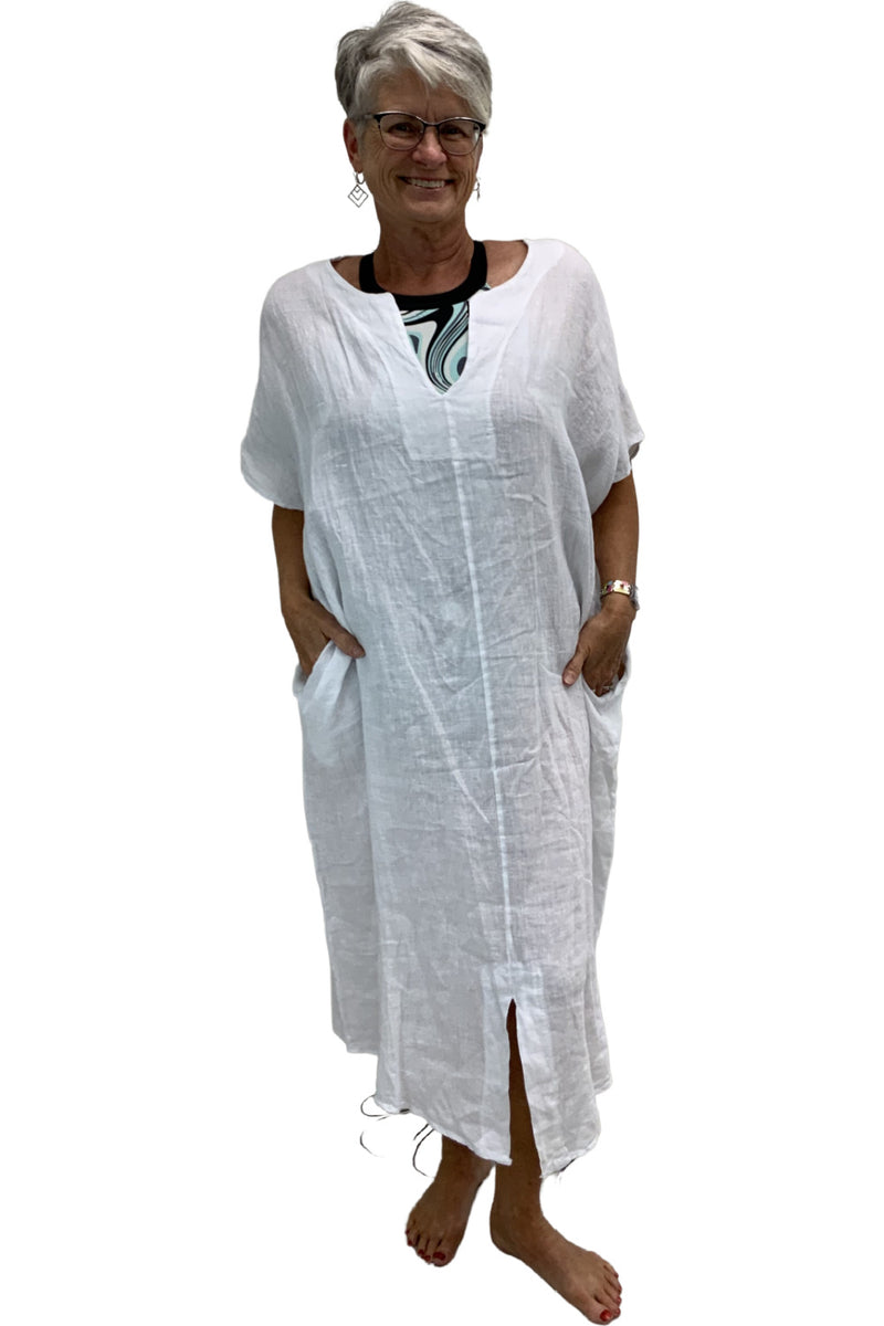 Plum Loco Viscose / Linen Dress AS22121 White