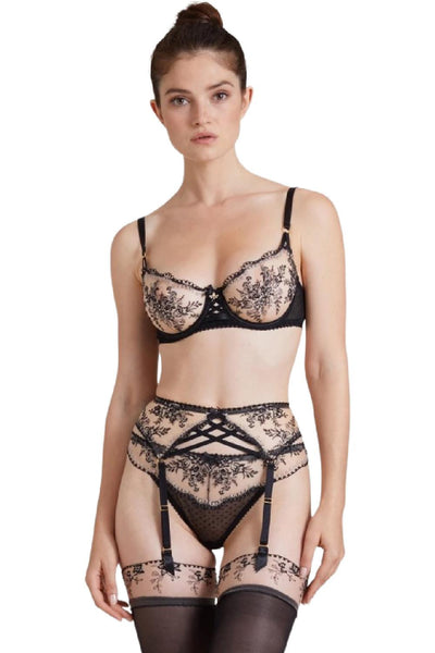 Aubade TRÉSOR INFINI Suspender Belt, Black Magic(ID50)