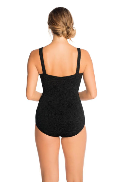 Plus Krinkle Square Neck One Piece 70038X Black