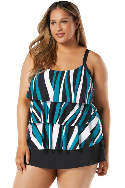 Plus size tiered on sale tankini